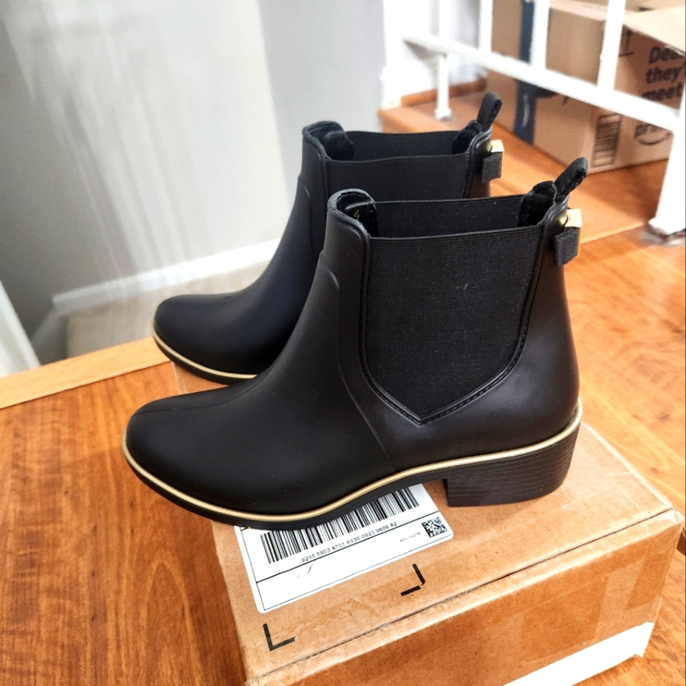 Kate Spade black rain boots